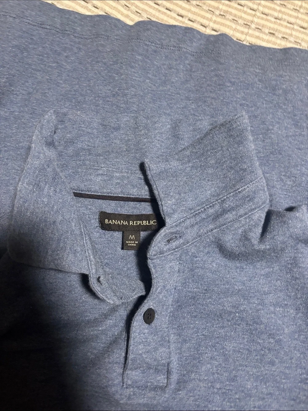 Banana Republic Heather Navy Short-Sleeve Polo